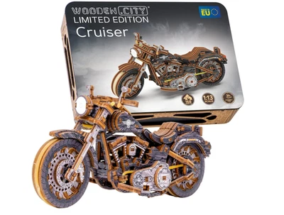 DIY Wooden Cruiser V-Twin Motorcycle Kit – 3D Model Puzzle for Adults - Image 1 of 4
