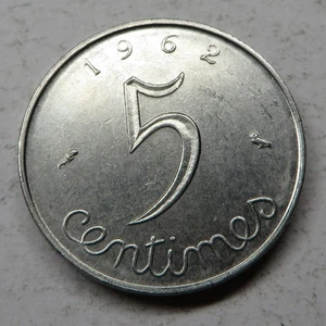 Frankreich 5 Centimes 1962 Edelstahl KM#927 UNC - Bild 1 von 2