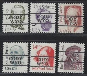 Precancels - WY - Cody - Type 811 - 6 different Great American denoms - Picture 1 of 2