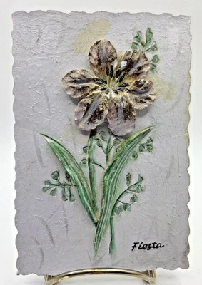 VIintage Fiesta 3D Floral Plaque Wall Decor 4 X 6” Mauve Flower Decoration - Image 1 of 2