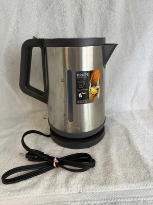 KRUPS Electric Kettle BW442 Stainless Steel w/Base 1.7L ~ 7 Cups - CLEAN! - Image 1 of 4