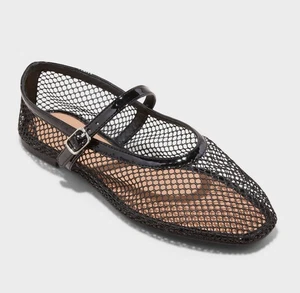 🥥 A New Day Issa Mesh Mary Jane Ballet Flats Black Size 6 1/2🆕 - Picture 1 of 9