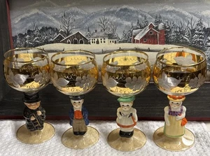 4er Set Vintage Goebel Hummel Figur Weingläser 14k Gold TOP - Bild 1 von 13
