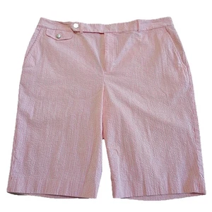 Pantalones cortos activos Ralph Lauren Golf Seersucker rosa y blanco a rayas para mujer talla 14 - Imagen 1 de 10