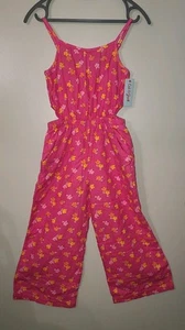 NEW GIRLS CAT & JACK PINK FLORAL SLEEVELESS WIDE LEG ROMPER OUTFIT SIZE M 8 - Picture 1 of 5