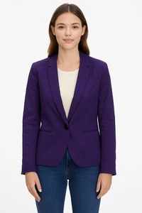 LOFT Ann Taylor Damen lila Einknopf Blazer Jacke gefüttert Karriere Workwear 6 - Bild 1 von 3