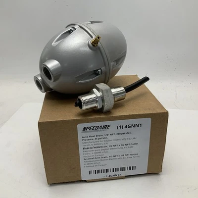 NUEVO SPEEDAIRE 4GNN1 DRENAJE FLOTADOR AUTOMÁTICO, 1/2” NPT, 230 PSI PRESIÓN MÁXIMA, 45 PSI MIN Foto 1 de 4