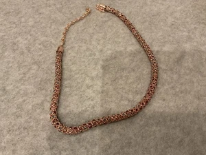 Collar Gargantilla Swarovski Azul Lila Tono Oro Rosa - Imagen 1 de 7