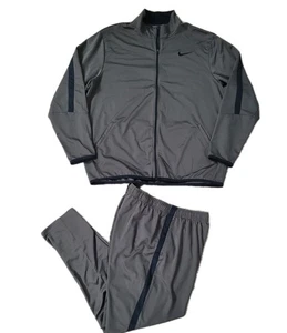 Nike Tracksuit Set Mens XXL Taupe Black Walking Running Athletic Full Zip - Picture 1 of 13