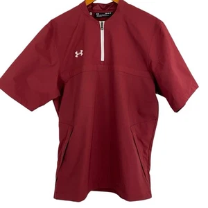 Under Armour Loose Storm Mens Rain Pullover M Burgundy 1/4 Zip Short Sleeve - Picture 1 of 16