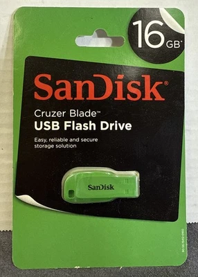 SanDisk 16GB Cruzer Blade USB 2.0 Flash Drive Green - Image 1 of 4