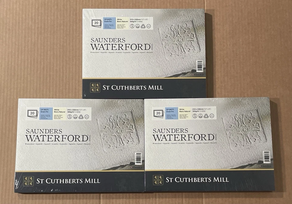 (3) Bloque de papel de acuarela St. Cuthberts Mill Saunders Waterford 12x9” 60 hojas Foto 1 de 1