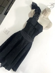 Black dress strapless lace one shoulder size 6 - Picture 1 of 8
