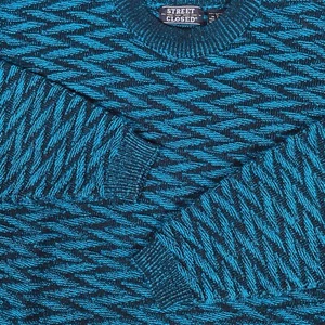 Vintage Street Closed Blue Sweater Chevron Pattern Pullover Mens Size XL Grandpa - Picture 1 of 6