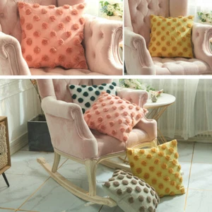 Boho Throw Pillow Covers Decorative Cushion Case Cotton Woven Tufted Soft Modern - Picture 1 of 13