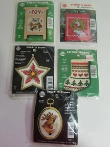 NMI Christmas Cross Stitch Kits STITCH N HANG Lot of 5  - Picture 1 of 6