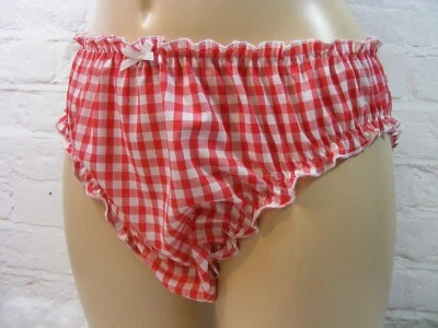 sissy red gingham  cotton panties mens sexy knickers lingerie cd - Image 1 of 2
