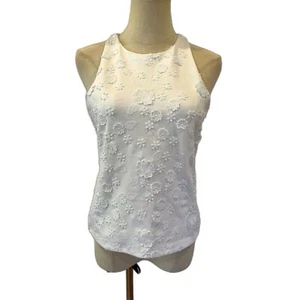 Ann Taylor Petite Flower White Sleeveless Tank Shell XSP NEW NWT - Picture 1 of 10