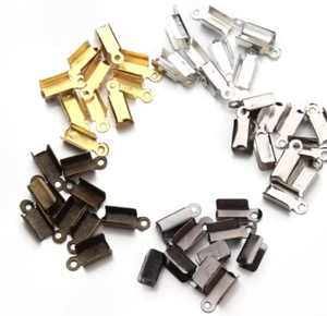 500pcs Jewelry Accessories Silver bronze Plated Fold Over Cord Crimp End Beads - Picture 1 of 17