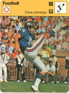 DAVE JENNINGS 1979 Sportscaster Card #71-01 NEW YORK GIANTS - Picture 1 of 2