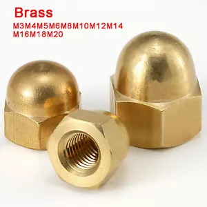 Solid Brass Acorn Cap Nuts Dome Head Nut M3 M4 M5 M6 M8 M10 M12 M14 M16 M18 M20 - Picture 1 of 5