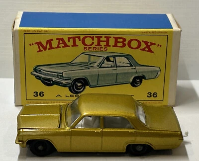 Matchbox 36 Lesney Opel Diplomat Gold w/White Interior Car Looks New Box Nice - Image 1 of 4