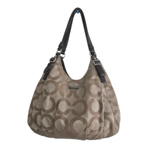 Coach Maggie 17689 Madison Op Art Signature C Mahogany Jacquard Shoulder Bag  - Picture 1 of 16