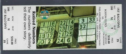 LARRY BIRD FINAL YEAR BOSTON GARDEN VINTAGE 1995 NBA CELTICS FULL TICKET APR 7 Cover