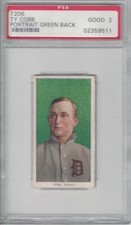 1909 T206 Ty Cobb RARE Green Back Portrait Piedmont Card HOF Certified PSA 2  🔥