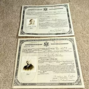 2 - 1930s Husband and Wife - United States CERTIFICATE OF CITIZENSHIP Documents - Picture 1 of 13