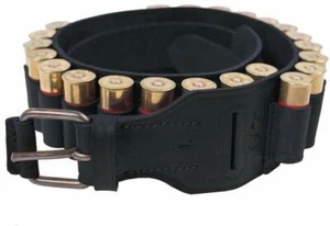 J25 Leather Bandolier Cartridge Belt 12 ga Black VlaMiTex  - Picture 1 of 6
