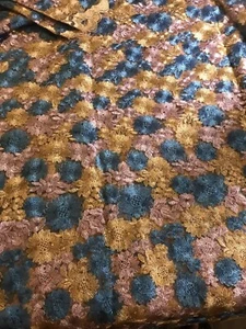 Blue/Gold Multicolor Floral Design French Lace Fabric 5yards - Picture 1 of 6
