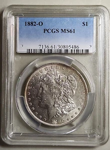 1882 O  Morgan Silver Dollar  PCGS MS61  Free Shipping - Picture 1 of 2