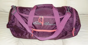 NWOT Unisex  Eddie Bauer Plum Stowaway Packable 45L Shoulder Duffel Gym Bag - Picture 1 of 11