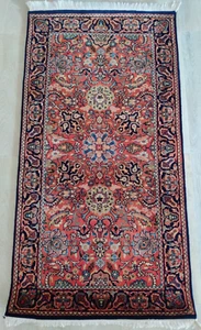 Vintage 2'4" x 4'7" Hand Knotted Rugs 100% Wool Oriental Bidjar Rust 70x140 cm - Picture 1 of 16