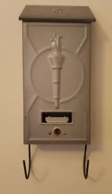 Antique LIBERTY VICTORY TORCH METAL MAILBOX, WWI ERA c.1918 - NOS - Image 1 of 4