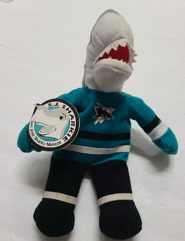 SJ Sharkie San Jose Sharks 1997 mascot stuffed plush 10 inches tall With Tag Cover