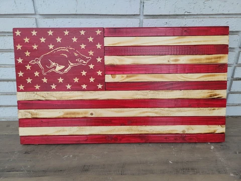 Arkansas Razorbacks Wood Flag 24" x 13.5" Cover