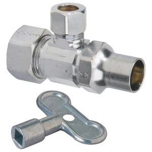 NEW Brass Craft SCR19X C Compression Multi-Turn Angle Stop w/Key 1/2" x 3/8" OD - Picture 1 of 6