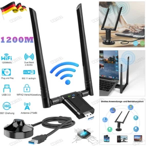 WiFi Adapter 1200Mbps WLAN Empfänger Stick Dongle USB Dual Band für PC MAC Win10 - Bild 1 von 11