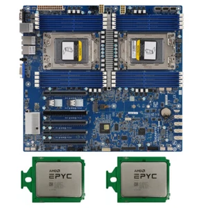 GIGABYTE MZ72-HB2 Server Motherboard With 2x AMD EPYC 7k62 48 Core 96 Thread CPU - Picture 1 of 5