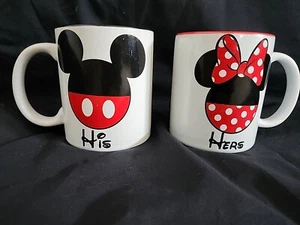 Disney Mickey Minnie Mouse His And Hers Mugs Jerry Leigh 10 oz - Picture 1 of 5