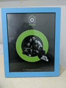 Blue 8x10 Photo Picture Frame "Iris", wood, glass front, freestanding/hanging. - Picture 1 of 7