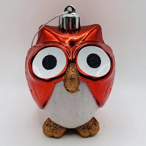 gufo ornamento natalizio MCM glitter rosso kitschy - Foto 1 di 5