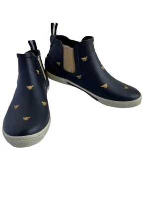 Joules Mujer Impermeable Botas de Lluvia Negro Dorado Abeja Talla 7/8 Foto 1 de 4