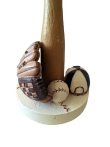 Kids room sports lamp wooden Baseball, Black Shade, Stem Of Lamp Is A Bat - Picture 1 of 5