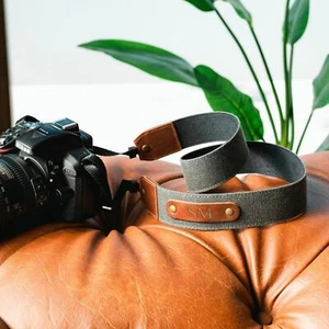 Personalized Canvas & Genuine Leather Adjustable Shoulder or Neck Strap - Picture 1 of 27