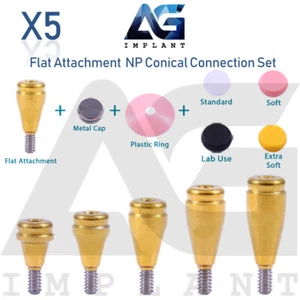 5 Flat Attachment Abutment Kit NP Conical Connection Titanium Dental - Picture 1 of 3