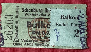 Eintrittskarte Hamburg Schauburg Uhlenhorst 2.8.1953 Kino - Bild 1 von 2