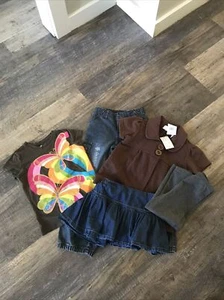 Lotto camicie jeans gonna bambina taglia 4T XS 5/6 - Foto 1 di 12